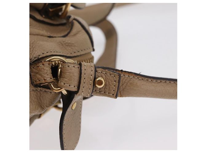 Chloé Chloe Paraty Hand Bag Leather Beige Gold Tone Auth mr3069 - Jerrillo - vista 11