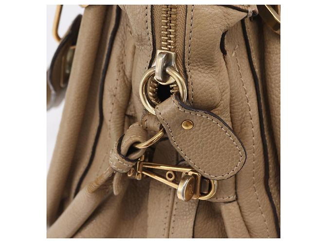 Chloé Chloe Paraty Hand Bag Leather Beige Gold Tone Auth mr3069 - Jerrillo - vista 19