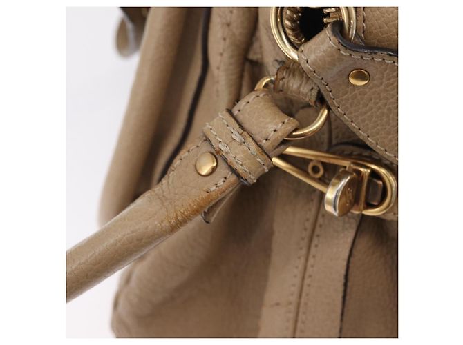 Chloé Chloe Paraty Hand Bag Leather Beige Gold Tone Auth mr3069 - Jerrillo - vista 20