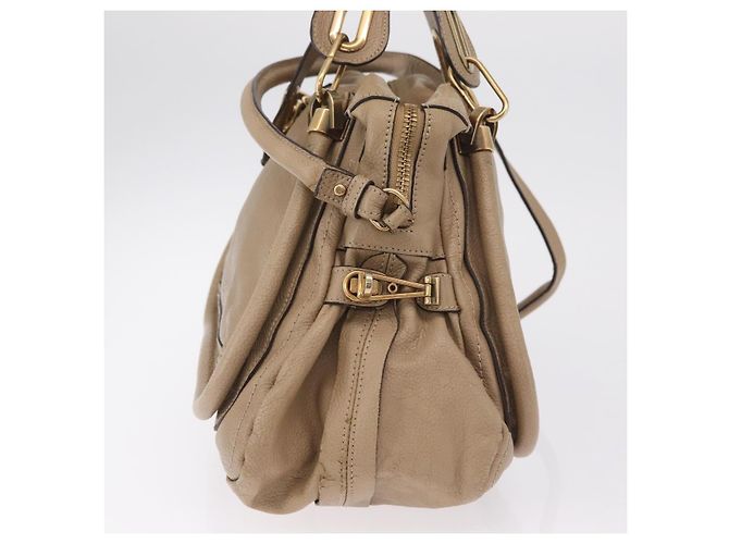 Chloé Chloe Paraty Hand Bag Leather Beige Gold Tone Auth mr3069 - Jerrillo - vista 4