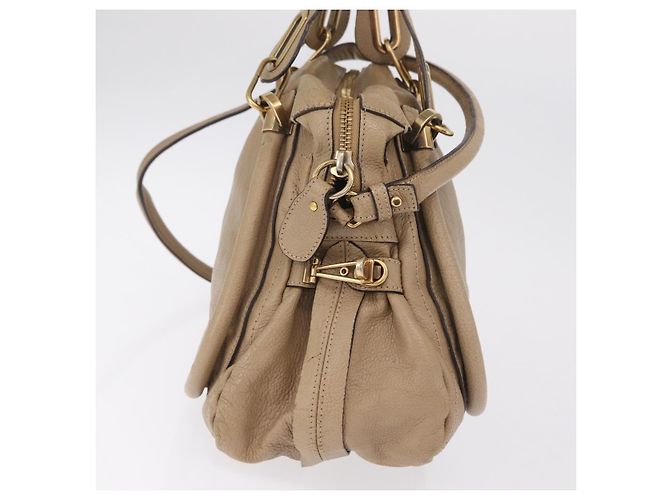 Chloé Chloe Paraty Hand Bag Leather Beige Gold Tone Auth mr3069 - Jerrillo - vista 5