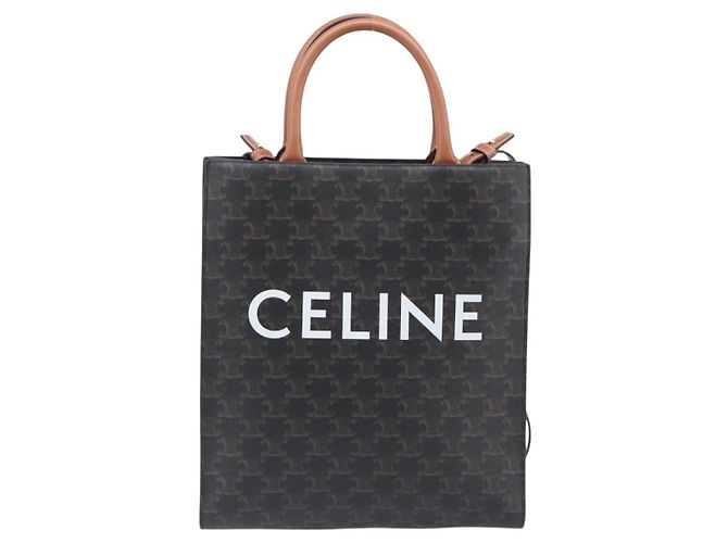 Céline CELINE Triomphe Tote Bag PVC Leather 2way Black Gold Auth mr3126V - Jerrillo - vista 2