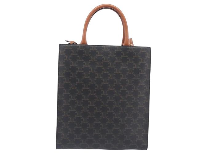 Céline CELINE Triomphe Tote Bag PVC Leather 2way Black Gold Auth mr3126V - Jerrillo - vista 3