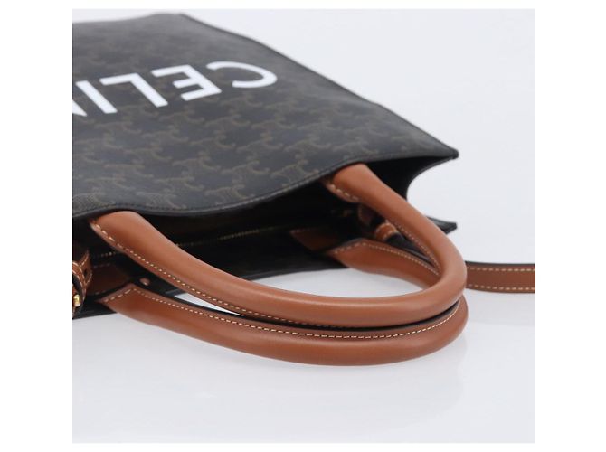 Céline CELINE Triomphe Tote Bag PVC Leather 2way Black Gold Auth mr3126V - Jerrillo - vista 7