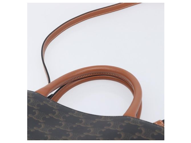 Céline CELINE Triomphe Tote Bag PVC Leather 2way Black Gold Auth mr3126V - Jerrillo - vista 8