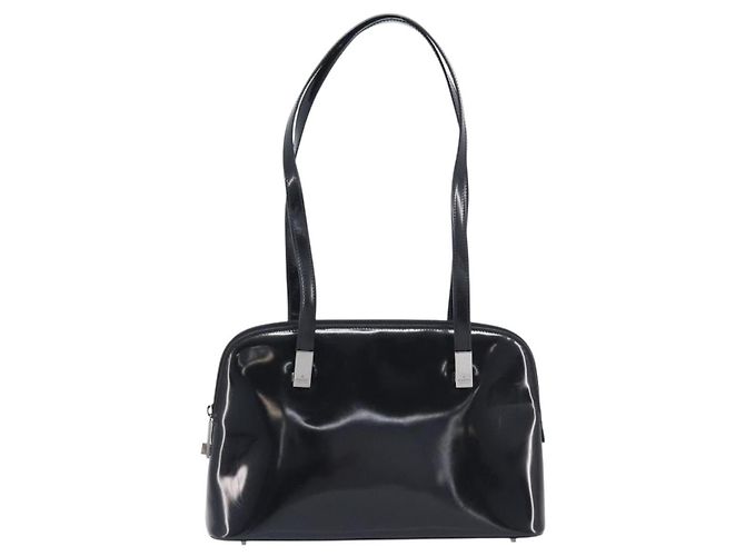 GUCCI Shoulder Bag Patent leather Silver Black 001 3261 Auth mr3142 - Jerrillo - vista 2