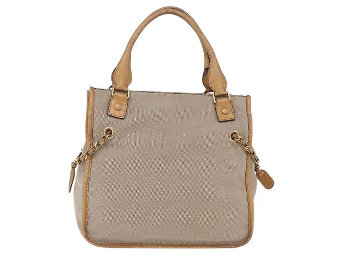 Chloé Chloe Harley Handtasche Canvas Beige Gold Auth mr3153A - Jerrillo - Ansicht 3