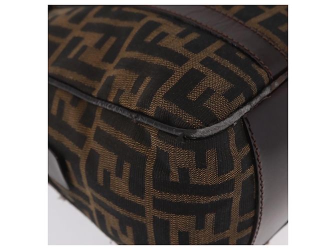 FENDI Bolso de mano de lona Zucca Negro Marrón Auth mr3164 - Jerrillo - vista 10