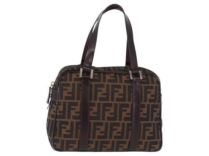FENDI Bolso de mano de lona Zucca Negro Marrón Auth mr3164 - Jerrillo - vista 2