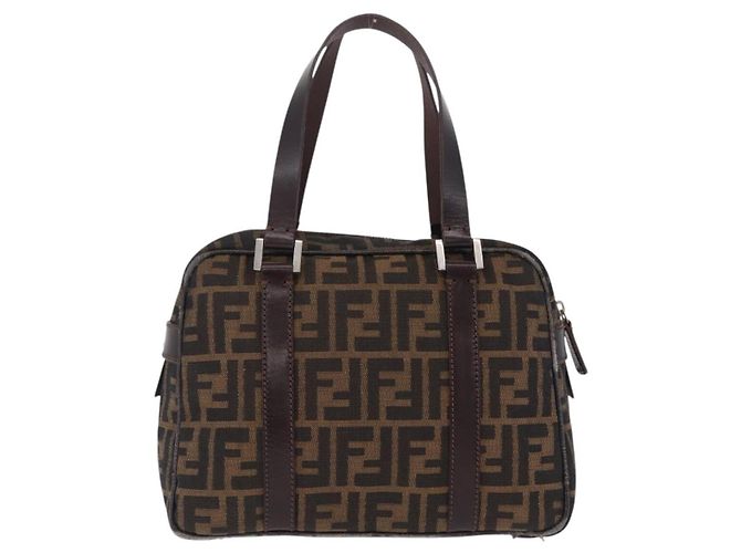 FENDI Bolso de mano de lona Zucca Negro Marrón Auth mr3164 - Jerrillo - vista 3