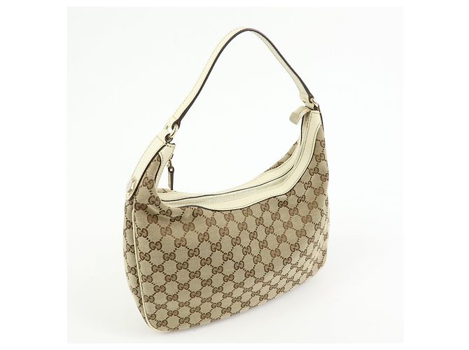 Borsa a tracolla e borsa a mano GUCCI GG Canvas Leather Beige Ivory 153010 - vista 4