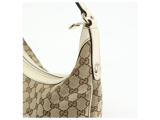 Borsa a tracolla e borsa a mano GUCCI GG Canvas Leather Beige White 153010 - vista 12