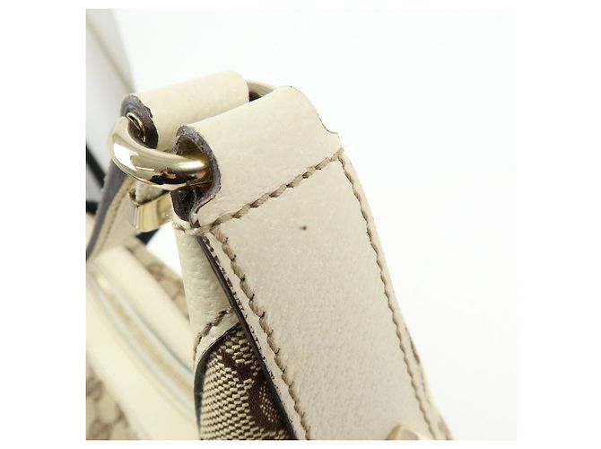 Borsa a tracolla e borsa a mano GUCCI GG Canvas Leather Beige White 153010 - vista 14