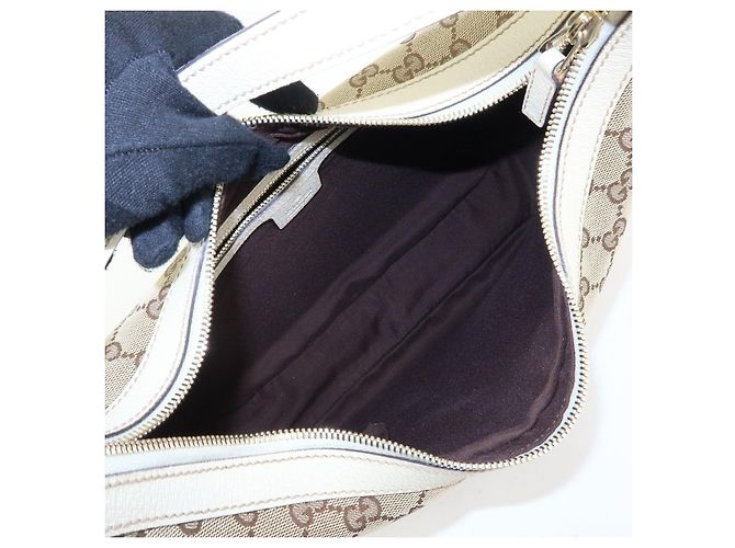 Borsa a tracolla e borsa a mano GUCCI GG Canvas Leather Beige White 153010 - vista 17