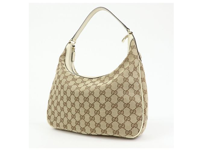 Borsa a tracolla e borsa a mano GUCCI GG Canvas Leather Beige White 153010 - vista 3