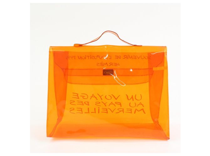 Hermès Borsa a mano HERMES Vinyl Kelly Clear Trasparente Arancione - vista 2