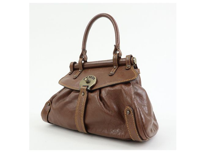 FENDI Zucca Leather Borsa Magic Hand Bag Brown 8BN143 - vista 3