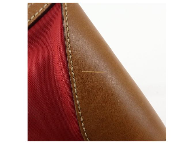 Borsa a tracolla in nylon e pelle con logo triangolare PRADA Rosso Beige Marrone - vista 16