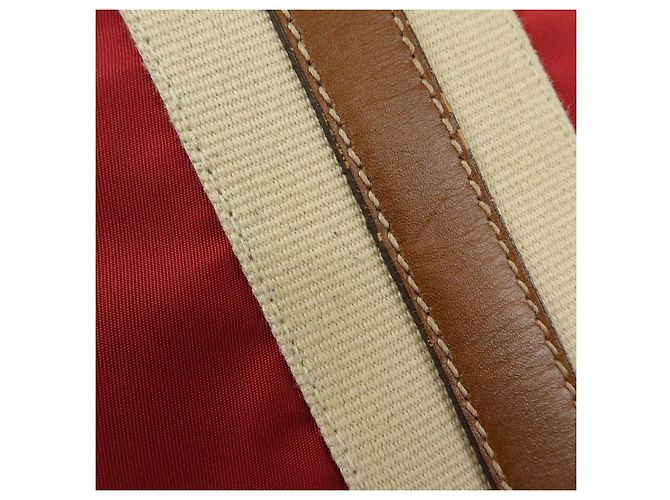 Borsa a tracolla in nylon e pelle con logo triangolare PRADA Rosso Beige Marrone - vista 20