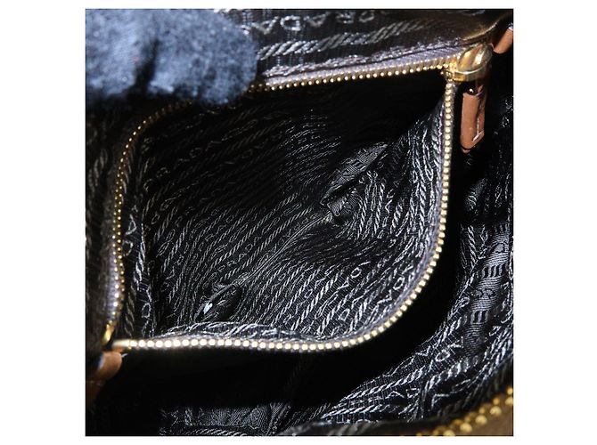 Borsa a tracolla in nylon e pelle con logo triangolare PRADA Rosso Beige Marrone - vista 23