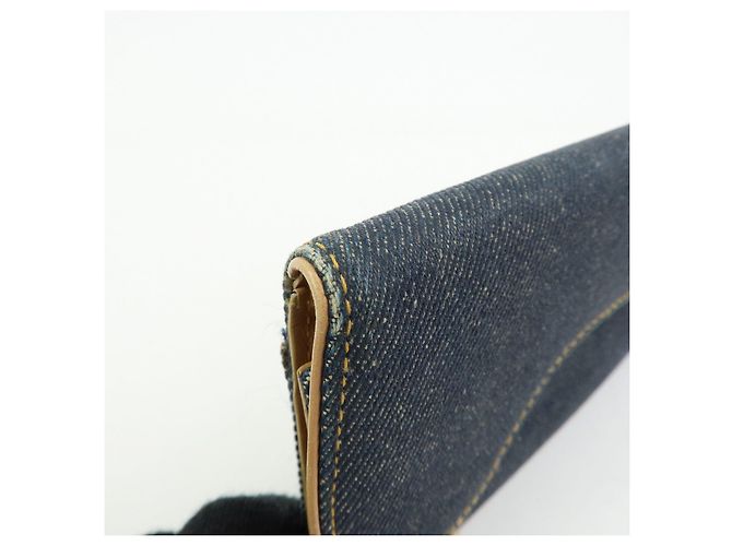 Cartera larga bi-fold Christian Dior Saddle de denim y cuero Azul - vista 11