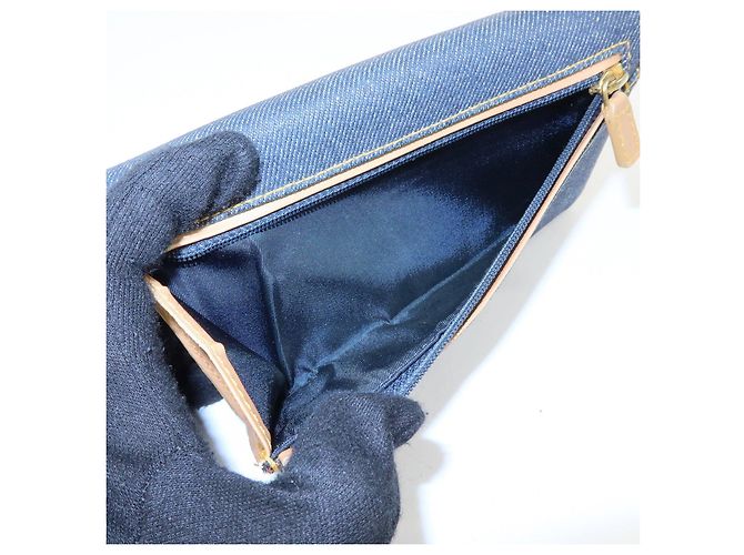Cartera larga bi-fold Christian Dior Saddle de denim y cuero Azul - vista 13