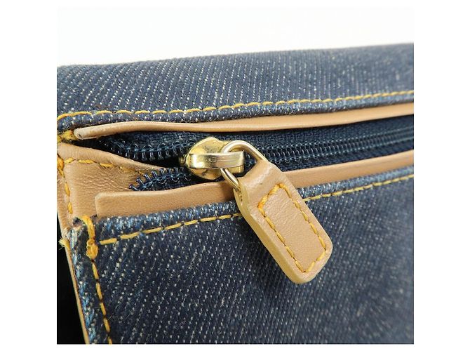 Cartera larga bi-fold Christian Dior Saddle de denim y cuero Azul - vista 14
