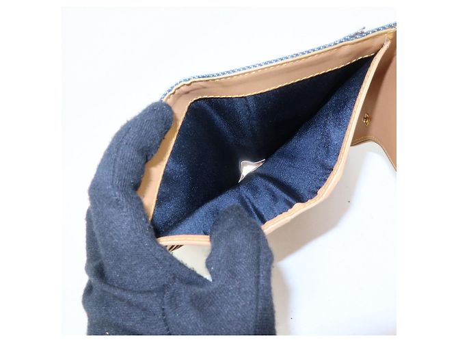 Cartera larga bi-fold Christian Dior Saddle de denim y cuero Azul - vista 18