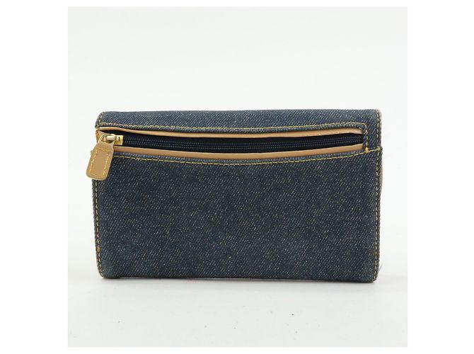 Cartera larga bi-fold Christian Dior Saddle de denim y cuero Azul - vista 2