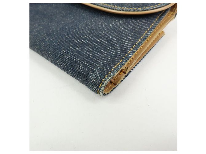 Cartera larga bi-fold Christian Dior Saddle de denim y cuero Azul - vista 7