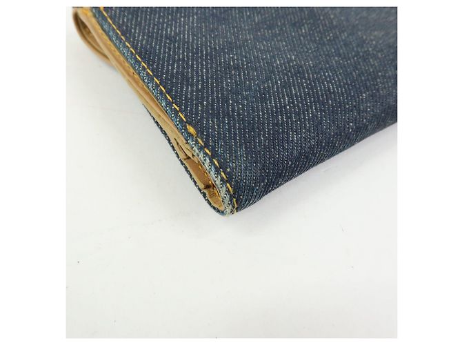 Cartera larga bi-fold Christian Dior Saddle de denim y cuero Azul - vista 8