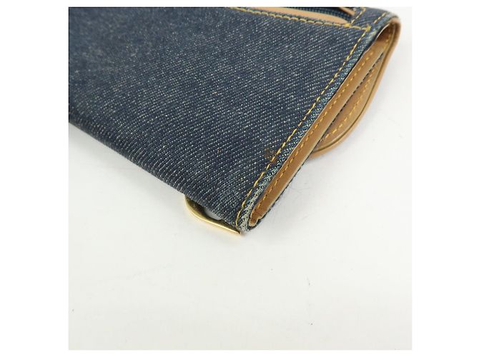 Cartera larga bi-fold Christian Dior Saddle de denim y cuero Azul - vista 9