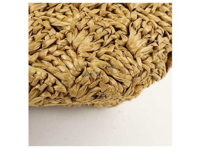 PRADA Borsa Tote 2Way in Raffia con Logo Triangolare Beige Arancione Nero 1BG889 - vista 12