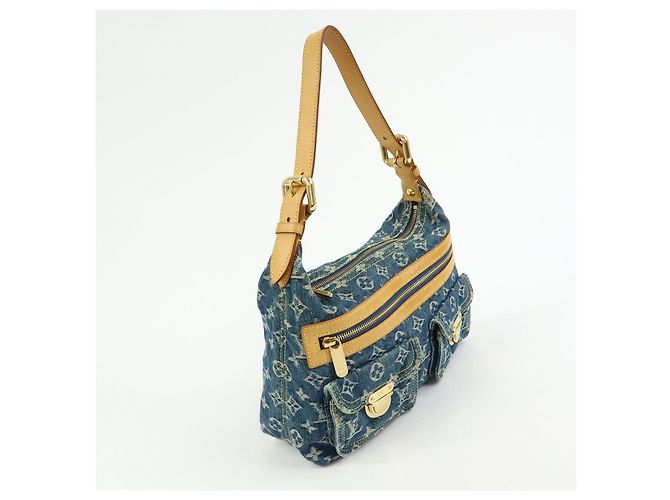 Louis Vuitton Monogram Denim Baggy PM 2Way Bag Shoulder Bag Blue M95049 - vista 4