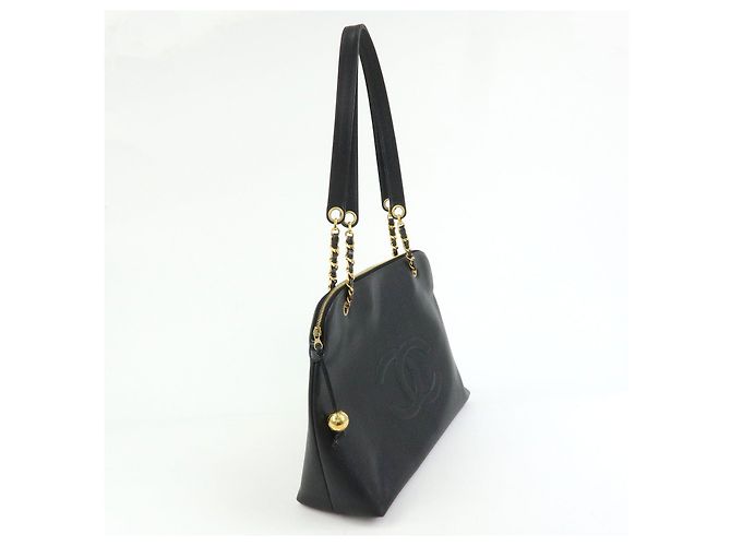 CHANEL COCO Mark Caviarskin Chain Shoulder Bag Tote Bag Black A03578 - view 4