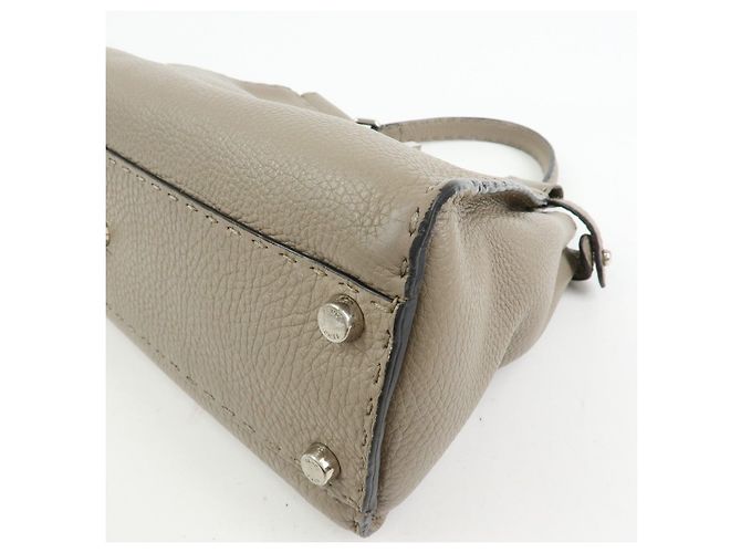 FENDI Peekaboo Medium Borsa 2Way in Pelle Borsa a Mano e a Spalla Greige 8BN290 - vista 12
