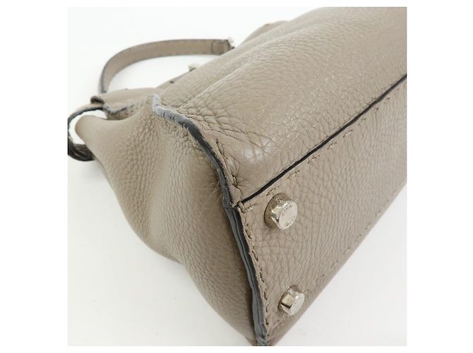 FENDI Peekaboo Medium Borsa 2Way in Pelle Borsa a Mano e a Spalla Greige 8BN290 - vista 13