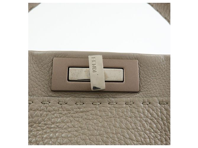FENDI Peekaboo Medium Borsa 2Way in Pelle Borsa a Mano e a Spalla Greige 8BN290 - vista 19