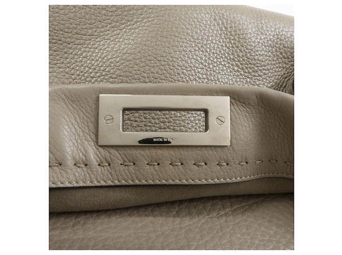 FENDI Peekaboo Medium Borsa 2Way in Pelle Borsa a Mano e a Spalla Greige 8BN290 - vista 22