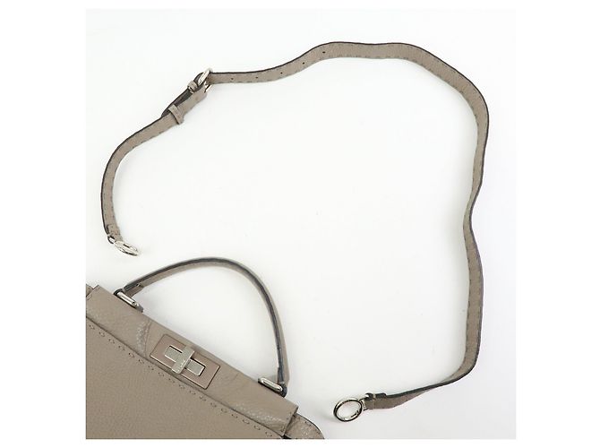 FENDI Peekaboo Medium Borsa 2Way in Pelle Borsa a Mano e a Spalla Greige 8BN290 - vista 6