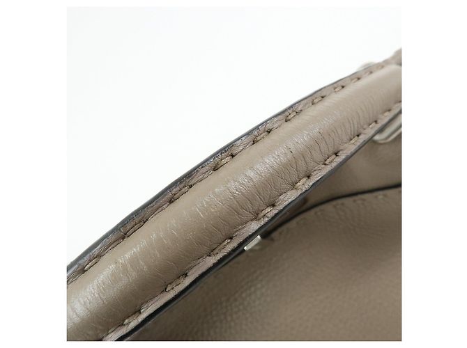 FENDI Peekaboo Medium Borsa 2Way in Pelle Borsa a Mano e a Spalla Greige 8BN290 - vista 7
