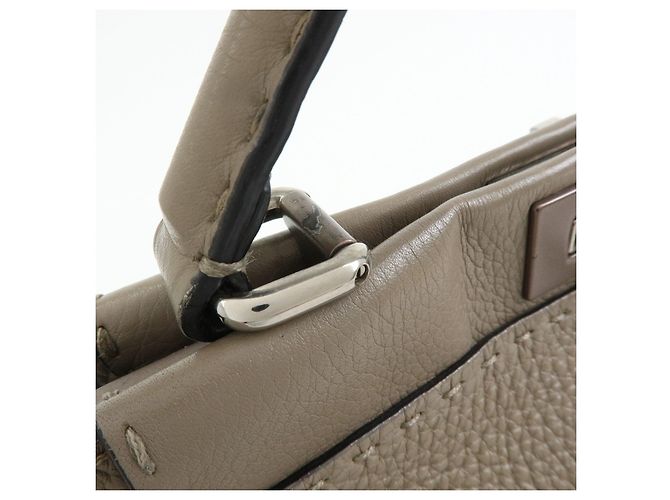 FENDI Peekaboo Medium Borsa 2Way in Pelle Borsa a Mano e a Spalla Greige 8BN290 - vista 8