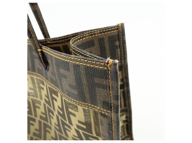 FENDI Zucca PVC Mesh Leather Tote Bag Shoulder Bag Brown Black 8BH183 - vista 16