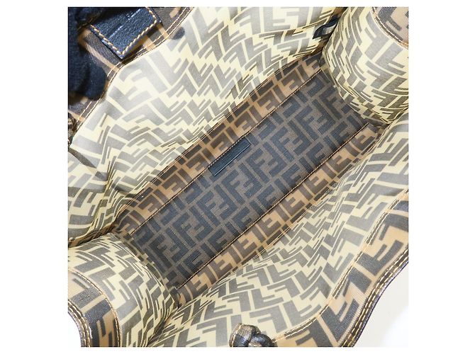 FENDI Zucca PVC Mesh Leather Tote Bag Shoulder Bag Brown Black 8BH183 - vista 19