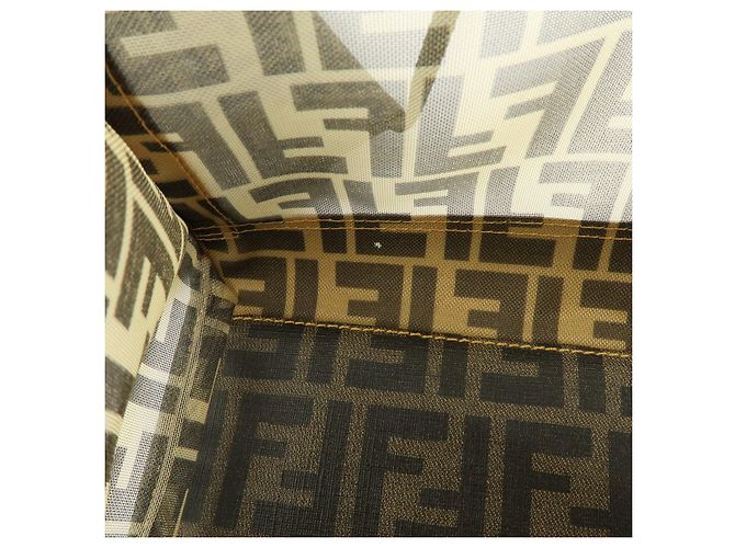 FENDI Zucca PVC Mesh Leather Tote Bag Shoulder Bag Brown Black 8BH183 - vista 20