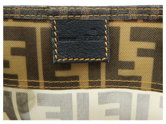 FENDI Zucca PVC Mesh Leather Tote Bag Shoulder Bag Brown Black 8BH183 - vista 23