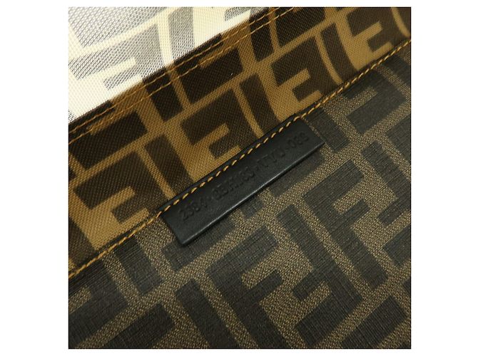FENDI Zucca PVC Mesh Leather Tote Bag Shoulder Bag Brown Black 8BH183 - vista 24