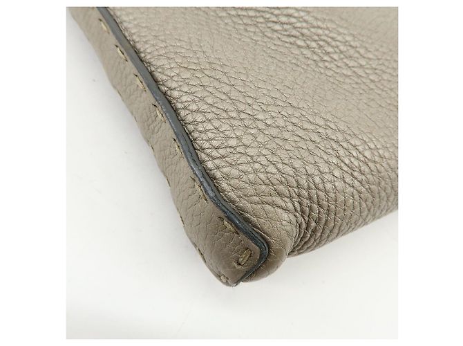 FENDI Selleria Borsa a tracolla in pelle Greige 8BT092 - vista 12