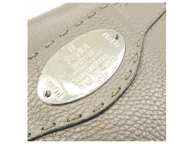 FENDI Selleria Borsa a tracolla in pelle Greige 8BT092 - vista 16