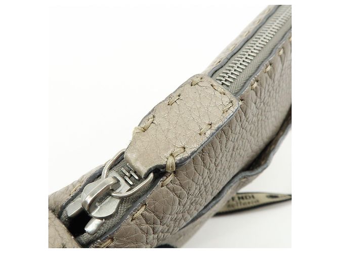 FENDI Selleria Borsa a tracolla in pelle Greige 8BT092 - vista 17
